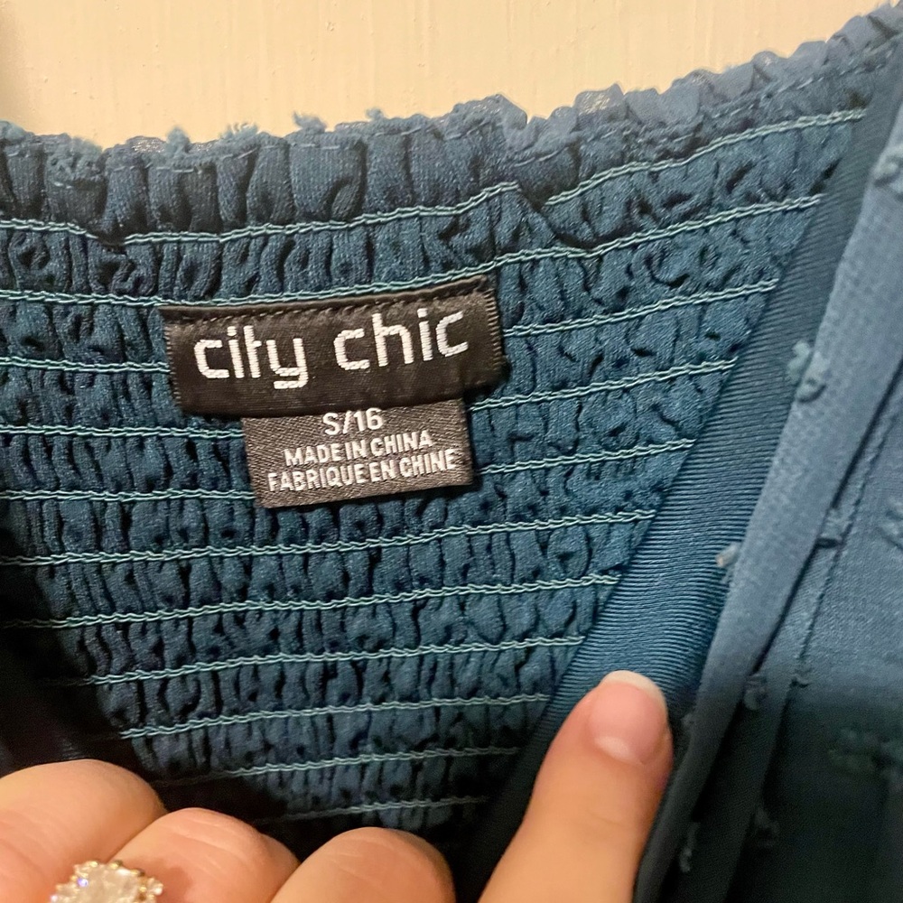 City Chic Teal/Blue Strapped Midi Dress - Picture 4 of 9